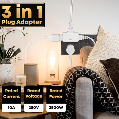 3 Way Flat Wall Outlet Extender
